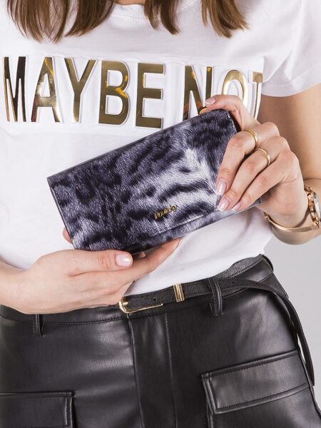 White and black tiger print leather wallet