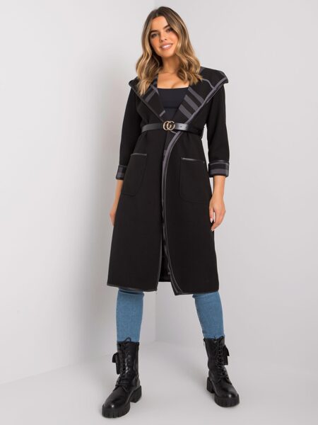 Black hooded coat