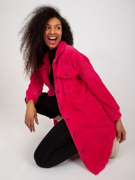 Fuchsia fur shirt with pockets RUE PARIS