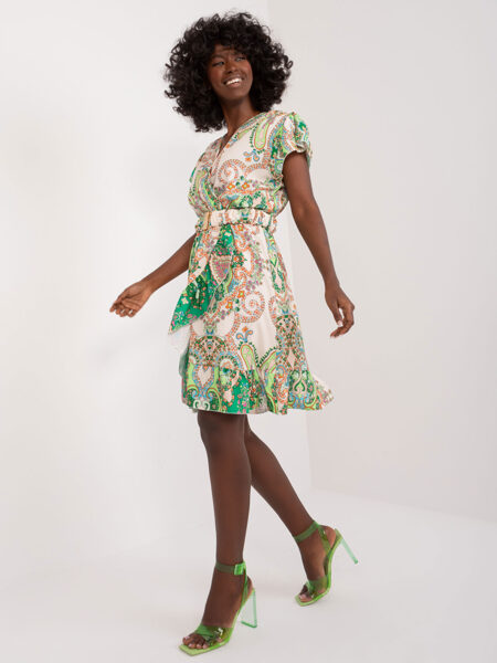 Dress with frills - green