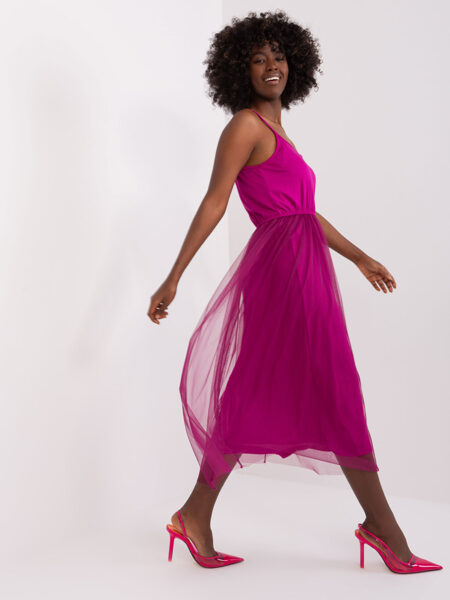 Purple viscose midi cocktail dress