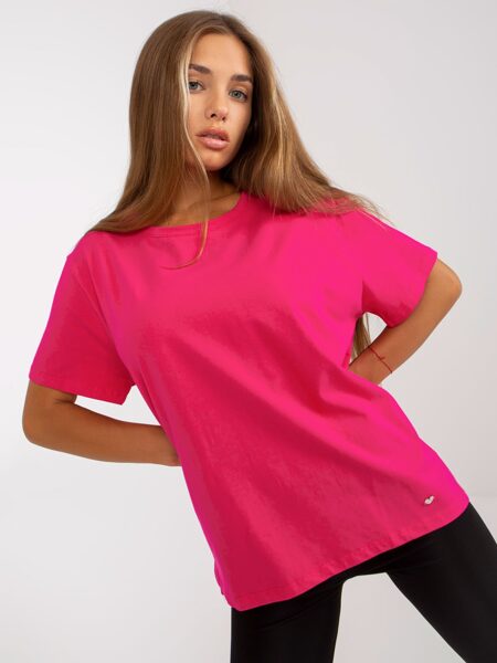 Fuchsia asymmetric cotton t-shirt